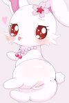  &lt;3 &lt;3_eyes absurd_res accessory anthro anus azuo blush butt censored censored_genitalia censored_pussy facial_tuft female flower flower_in_hair fur genitals hair hair_accessory hi_res jewelpet jewelry lagomorph leporid looking_at_viewer looking_back looking_back_at_viewer lying mammal necklace on_side pink_background plant plump_labia presenting presenting_pussy pussy rabbit red_eyes ruby_(jewelpet) sanrio simple_background solo tongue tongue_out white_body white_fur 