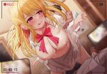  :p absurdres blonde_hair blurry blurry_background breasts doggystyle dutch_angle hetero highres hoshino_ruby idol lactation large_breasts motion_lines nipples oshi_no_ko rank_alee recording school_uniform sex sex_from_behind sweat tongue tongue_out viewfinder 