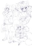  2023 anthro aruurara barefoot breasts canid canine circle_eyebrows cleavage clothed clothing dessert eating eating_food eyebrow_through_hair eyebrows feet female food hair hi_res hoodie ice_cream inner_ear_fluff kemono looking_at_viewer mammal monochrome open_mouth raccoon_dog satori_(aruurara) sitting sketch solo tanuki topwear translucent translucent_hair tuft twintails_(hairstyle) 