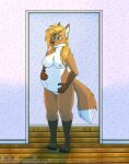  absurd_res anthro canid canine chaseb2 doorway female fox fruitbuffalo hi_res mammal pregnant solo 