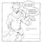  abs clothed clothing comic dialogue digital_drawing_(artwork) digital_media_(artwork) dragon dungeons_and_dragons flaccid genitals greyscale hasbro horn male male_anthro monochrome muscular partially_clothed pecs penis reptile scaleman_etal_(artist) scalie simple_background solo speech_bubble tail wizards_of_the_coast 