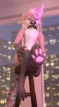  anthro bar_stool blender_(software) blep canid canine chair city city_background city_lights cityscape claws collar digit_ring digital_media_(artwork) ears_down eyelashes feet fox fur furniture hair hi_res hindpaw jewelry looking_at_viewer male mammal on_chair open_mouth pawpads paws pink_body pink_eyes pink_fur pink_hair pink_nose pivoted_ears rexouium ring showing_paws sitting sitting_on_chair skarrfox skarrfox_(artist) smile solo stool tail teeth toe_ring tongue tongue_out tuft white_body white_fur 