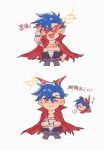  2608337875 blue_hair chibi crossed_arms eyewear_on_head highres kamina_(ttgl) kamina_shades male_focus midriff_sarashi sarashi tengen_toppa_gurren_lagann triangular_eyewear 