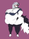  3:4 anthro belly big_belly big_breasts breasts canid canid_demon canine clothing demon female female/female hellhound helluva_boss loona_(helluva_boss) mammal overweight skeletaleagle16 solo thick_thighs tight_clothing 
