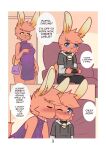  2020 anthro blue_eyes blush bunnybits claire_(bunnybits) clothed clothing comic dialogue dress duo english_text female fur hair hi_res lagomorph leporid male mammal mother_(lore) mother_and_child_(lore) mother_and_son_(lore) parent_(lore) parent_and_child_(lore) parent_and_son_(lore) rabbit sasha_(bunnybits) son_(lore) speech_bubble text young 