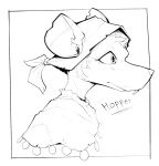  anthro bust_portrait cheek_tuft clothed clothing facial_tuft female gompami hat headgear headwear hi_res hood hopper_(tnt) mammal monochrome murid murine portrait rat rodent side_view simple_background solo teeth tooth_and_tail tuft whiskers 