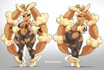  2023 anthro bayeuxman big_breasts big_butt breasts butt clothed clothing female looking_at_viewer looking_back looking_back_at_viewer mega_evolution mega_lopunny nintendo pokemon pokemon_(species) solo torn_clothing 