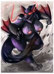  anthro areola beak breasts capcom claws dragon female flying_wyvern fur hi_res monster_hunter nargacuga nude solo tail trpcafterdark wings wyvern 