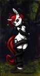  2019 clothing detailed_background draw_over entangled equid equine eyes_closed female feral friendship_is_magic grass hair hasbro horn inspired_by_formal_art latex_thigh_highs legwear lilith_(zajice) mammal my_little_pony outside plant red_hair solo standing stardep tentacles thigh_highs tree unicorn white_body 