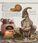  absurd_res anthro appliance big_breasts bone_frill bread breasts clothed clothing crouching digital_media_(artwork) dough female fire food frill_(anatomy) hi_res jewelry kitchen_appliance kneading necklace oven pangaea_(upai) pottery reptile salt scalie solo story_in_picture tribal upai 