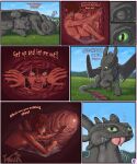  abdominal_bulge absurd_res claws comic dialogue dragon dreamworks english_text feral grass_field hi_res hiccup_horrendous_haddock_iii how_to_train_your_dragon human internal_oral internal_wall lying male mammal membrane_(anatomy) membranous_wings night_fury on_side regurgitation scalie signature sleeping slit sound_effects text toe_claws tongue tongue_out toothless vore vowelless vowelless_sound_effect ward0r western_dragon wings zzz 