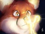  anthro brown_eyes canid canine cross-eyed duo eyebrows female folklore fox fur glowing male mammal nahadon raised_eyebrow raised_tail red_body red_fur surprise tail tan_body tan_fur will-o&#039;-the-wisp 