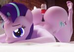  3d_(artwork) absurd_res alcohol anthro anthrofied beer beverage big_butt blue_eyes butt can clothing container cutie_mark dashie116 digital_media_(artwork) equid equine feet female friendship_is_magic fur hasbro hi_res horn humanoid_feet mammal my_little_pony pink_body pink_fur plantigrade purple_eyes starlight_glimmer_(mlp) tailless thong underwear unicorn 