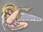  absurd_res angel angel_humanoid anus balls bandage bandaged_leg blonde_hair blush butt colored_nails feathered_wings feathers feet flaccid genitals hair halo hi_res humanoid humanoid_feet male nails not_furry penis perineum plantigrade presenting presenting_anus raised_leg scut_tail short_tail smile solo tail tailed_humanoid tan_body tan_skin thecore34 white_body white_feathers white_wings wings 