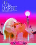  barbie_(character) barbie_(franchise) barbie_(live_action) blonde_hair car driving hat highres ken_(barbie) lipstick makeup margot_robbie motor_vehicle neon_genesis_evangelion parody pink_car pink_theme ryan_gosling teeth thatstephc vaporwave 