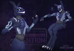  2023 abstract_background absurd_res anthro barefoot black_eyes black_nose blue_body blue_ears blue_fur blue_tail claws clenched_teeth detailed electricity english_text featureless_crotch feet five_nights_at_freddy&#039;s five_nights_at_freddy&#039;s:_security_breach five_nights_at_freddy&#039;s:_security_breach_ruin fur geometric_background glowing glowing_arms glowing_body glowing_claws glowing_eyes glowing_face glowing_teeth grey_body grid_background half-closed_eyes hand_on_hip happy head_tilt hi_res hind_legs lagomorph leporid long_ears long_legs looking_at_viewer looking_away male mammal multicolored_body muscular muscular_anthro muscular_male mxes_(fnaf) narrowed_eyes notched_ear nude pattern_background pecs pose pupils purple_background rabbit raised_arm raised_arms santanahoffman scottgames shadow sharp_claws short_tail signature simple_background sitting skull_and_crossbones small_pupils small_tail smile smiling_at_viewer solo standing steel_wool_studios tail teeth text toe_claws white_body wire 