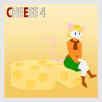  absurd_res anthro ashley_graham_(resident_evil) capcom cheese clothed clothing commandg dairy_products female food hair hi_res looking_at_viewer mammal mouse moushley murid murine resident_evil rodent simple_background solo 