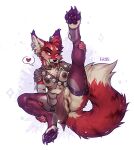  &lt;3 absurd_res anthro anus blizzard_entertainment bottomwear bottomwear_aside breasts canid chest_tuft claws clothed clothing clothing_aside ear_piercing ear_ring f-r95 feet female fur genitals heterochromia hi_res legwear loincloth loincloth_aside looking_at_viewer mammal nipples one_leg_up partially_clothed pawpads piercing presenting presenting_pussy pussy raised_leg red_body red_fur ring_piercing seductive solo thigh_highs tongue tongue_out tuft vulpera warcraft 
