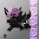  black_body black_fur claws cute_expression cute_eyes fan_character fin fin_hair fur gradient_background hi_res ianmata1998 kingdom_hearts_3 lying_on_ground male monster pseudo_hair purple_eyes purple_fin simple_background solo 