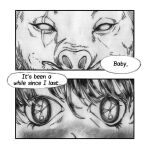  ambiguous_gender anthro baby_(soysoakedjelly) bangs blush close-up comic dialogue domestic_pig duo facial_scar human mammal scar scissors snout soysoakedjelly speech_bubble suid suina sus_(pig) ugo_(soysoakedjelly) 