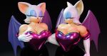  absurd_res anthro bat blender_(software) clothing duo female female/female glistening glistening_body gloves handwear hi_res insany3d latex_gloves mammal rouge_the_bat rubber rubber_clothing rubber_suit sega selfcest sonic_the_hedgehog_(series) square_crossover suggestive_look 