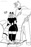  anthro canid canine clothed clothing domestic_cat duo felid feline felis female fox hi_res legwear maid_uniform male mammal robota_(tegerio) size_difference tegerio thigh_highs uniform whiskers 