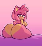  2023 absurd_res accessory amy_rose anthro areola bed big_butt breasts butt eulipotyphlan female furniture green_eyes hair hair_accessory hairband hedgehog hi_res huge_butt looking_back mammal multicolored_body nipples nude on_bed pink_body pink_hair sega sitting sitting_on_bed smile solo sonic_the_hedgehog_(series) stunnerpony tan_body two_tone_body 