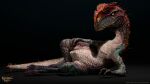  3d_(artwork) absurd_res ambiguous_gender baldur&#039;s_gate bipedal_feral blue_body blue_scales cheek_spikes claws countershading digital_media_(artwork) dilophosaurid dilophosaurus dinosaur draw_me_like_one_of_your_french_girls dungeons_and_dragons facial_spikes feral hand_on_leg hand_on_thigh hasbro head_crest head_spines hi_res looking_at_viewer luna_wullaert lying meme official_art on_side orange_body orange_scales pubic_boot pupils reclining red_body red_scales red_stripes reptile scales scalie slit_pupils solo spikes spikes_(anatomy) striped_body stripes teeth theropod white_body white_scales wizards_of_the_coast yellow_eyes 