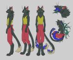  ambiguous_gender anthro biped black_body black_fur body_horror claws clothed clothing digitigrade dipstick_tail domestic_cat felid feline felis fur green_eyes hi_res inner_ear_fluff mammal markings nonbinary_(lore) paws pupils slit_pupils solo star_(starapture) starapture tail tail_markings tuft 