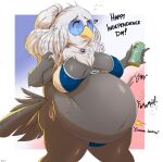  2022 4th_of_july ?! accipitrid accipitriform anthro arizona_iced_tea avian bald_eagle belly beverage beverage_can big_belly big_breasts big_butt bird breasts butt eagle economics eyewear female garuda_six glasses grey_body huge_breasts huge_thighs miss_america_(garuda_six) navel sea_eagle side_boob signature soda solo sound_effects standing surprise tail text thick_thighs white_body 