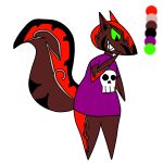  1:1 animate_inanimate anthro black_body black_fur clothing fur green_eyes hi_res kaithedumbass02 living_pinata male mammal mephitid pinata purple_clothing purple_shirt purple_topwear rareware red_body red_fur sherbet_(kaithedumbass02) shirt skunk solo sour_pinata sour_smelba topwear viva_pinata 