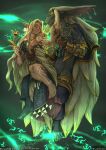  absurd_res anthro big_ears blonde_hair canon_couple clothed clothing dark_body dark_skin dress duo english_text eyes_closed female flower fully_clothed fur grey_body grey_fur hair happy hi_res holding_flower holding_object humanoid humanoid_on_anthro hylian intimate long_ears long_hair male male/female married_couple midriff nintendo plant rauru_(tears_of_the_kingdom) romantic romantic_couple smile sonia_(tloz) tears_of_the_kingdom text the_gentle_giant the_legend_of_zelda url zonai 