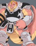  2023 anthro armor biped crocodile crocodilian crocodine crocodylid dragon_quest dragon_quest:_the_adventure_of_dai hi_res humanoid_hands kemono musclegut pink_body reptile scalie scar shirokumaou simple_background solo square_enix 