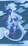  adopt anthro blue_body claws cloud digital_media_(artwork) dragon hi_res horn male mordorinka nude paws scalie solo 