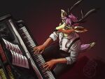  anthro clothed clothing deer hi_res keyboard_instrument male mammal musical_instrument piano playing_music playing_piano solo solo_focus sydney_onmars 