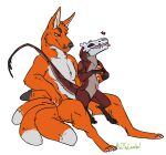  ambiguous_gender ambiguous_penetrated ambiguous_penetration anthro anthro_on_anthro anthro_penetrated anthro_penetrating anthro_penetrating_anthro balls black_sclera canid canine duo erection fox fur genitals hand_on_chest kobold male male/ambiguous male_penetrating male_penetrating_ambiguous mammal melthecannibal monster multi_tail nude orange_body orange_fur penetration penile penile_penetration penis red_body red_eyes scalie seija sex signature simple_background sitting sitting_on_another size_difference tail tongue tongue_out white_background 