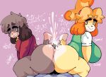  animal_crossing anthro big_breasts big_butt bisexual bodily_fluids bottomless breasts brother brother_and_sister butt canid canine canis clothed clothing collaborative collaborative_hot_dogging collaborative_sex cum cumshot digby_(animal_crossing) domestic_dog ejaculation female genital_fluids genitals group group_sex hi_res hot_dogging huge_butt isabelle_(animal_crossing) lewd_dorky male male/female male/male mammal nintendo penis semi_incest sex sibling sister threesome 