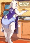  absurd_res anthro appliance blush boss_monster bovid breasts bunnykisses caprine clothing curtains dessert dialogue diaper female floppy_ears food goat hi_res horn kitchen kitchen_appliance looking_at_viewer looking_back mammal monster oven pie poof poof_effect robe shelf side_boob solo speech_bubble standing stove toriel undertale undertale_(series) window 