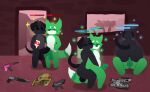  absurd_res anthro balls big_butt black_balls black_body black_fur butt canid canine canis domestic_dog duo fox frottage fur genitals grabbing_from_behind green_balls green_body green_fur gun hi_res kingzel male male/male mammal on_top penetration penis pixile_studios ranged_weapon sex shy super_animal_royale tail weapon 