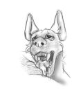  4:5 absurd_res anthro bodily_fluids canid canine canis digital_drawing_(artwork) digital_media_(artwork) domestic_dog drooling duo female genitals hi_res male mammal monochrome nehocane oral pussy saliva sketch solo teeth tongue tongue_out 
