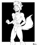  2021 anthro bodily_fluids chest_tuft crotch_tuft disembodied_hand ear_piercing ears_up fangs featureless_crotch fur hair male mammal marcushunter mephitid nails nervous nervous_smile nipples nude odd_taxi open_mouth piercing raised_tail shun_imai_(odd_taxi) signature skunk solo standing sweat sweatdrop tail teeth tongue tuft wide_eyed 