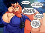  anthro areola big_breasts big_tail black_areola breasts canid canine chubby_female clothing dress drokmars english_text female fluffy fox fur mammal mature_female melody_(drokmars) neck_tuft red_body red_fur tail text tuft wide_hips 