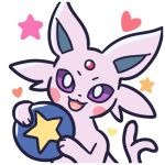  &lt;3 1:1 2023 3_fingers alpha_channel ambiguous_gender blush blush_stickers digital_media_(artwork) eeveelution endwl espeon felid feral fingers forehead_gem forked_tail fur generation_2_pokemon happy headshot_portrait holding_object icon looking_at_viewer mammal nintendo open_mouth open_smile paws pink_body pink_fur pokemon pokemon_(species) portrait purple_eyes reaction_image smile smiling_at_viewer solo star tail tongue unusual_anatomy unusual_tail 