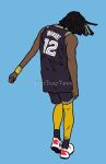  1boy basket basketball_jersey dark_skin drawing ja_morant jersey long_hair national_basketball_association non-web_source simple_background solo 