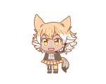  1girl animal_ears black_jacket blonde_hair camisole coyote_(kemono_friends) ef63_11 extra_ears full_body jacket kemono_friends kemono_friends_pavilion kemono_friends_v_project kneehighs looking_at_viewer microphone shoes short_hair simple_background skirt socks solo tail virtual_youtuber wolf_ears wolf_girl wolf_tail yellow_eyes 