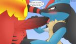  ball_fondling balls big_balls big_penis blush canid canine dialogue digital_media_(artwork) duo english_text erection felid fellatio fondling fur generation_4_pokemon generation_7_pokemon genitals grumpy hair hi_res huge_penis humanoid_genitalia humanoid_penis incineroar lucario male mammal masturbation nintendo open_mouth oral penetration penile penile_masturbation penis pokemon pokemon_(species) red_body red_eyes red_fur sex simple_background speech_bubble text thought_bubble thoughts tongue tongue_out tuft varium vein 