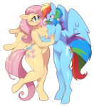  absurd_res anthro arm_around_neck arm_around_partner arm_around_waist bangs bedroom_eyes big_tail blue_body blush breast_fondling breast_grab breast_play breast_squish breasts cutie_mark digitigrade duo embrace equid equine eye_contact eyelashes female female/female fluttershy_(mlp) fondling friendship_is_magic green_eyes hair hand_on_breast hand_on_butt hasbro hi_res hooves horse hug long_hair long_tail looking_at_another mammal mane multicolored_hair multicolored_mane my_little_pony narrowed_eyes nipples norithecat pegasus pink_hair pink_mane pony purple_eyes rainbow_dash_(mlp) rainbow_hair rainbow_mane romantic seductive simple_background smile squish tail thick_thighs white_background wings yellow_body 
