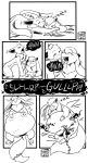  abdominal_bulge ambiguous_gender anthro black_and_white bodily_fluids comic digestion digestion_noises disembodied_hand duo eclairscollection eevee eeveelution espeon generation_1_pokemon generation_2_pokemon ghost_hands hi_res horn monochrome nintendo open_mouth oral_vore patting_belly pokemon pokemon_(species) rumbling_stomach saliva saliva_on_tongue semi-anthro sleeping soft_vore sound_effects swallowing_sound_effect tongue tongue_out vore vowelless vowelless_sound_effect yawn zzz 
