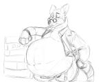 anthro belly big_belly bloated eyewear geronimo_stilton glasses hand_on_hip looking_at_belly looking_down looking_down_at_self male mammal mouse murid murine overweight overweight_anthro overweight_male pi pizza_box riece_ranchoa rodent simple_background solo stuffing white_background 