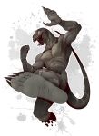  anthro claws feet foot_fetish foot_focus hi_res kredri looking_at_viewer male nude open_mouth paws reptile scalie simple_background snake soles solo stomping tail toe_claws toes tongue tongue_out 